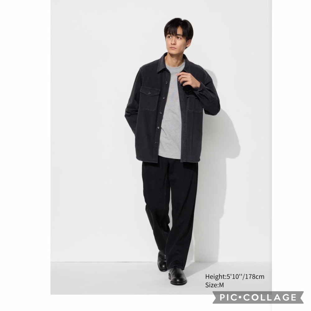 UNIQLO Men’s Black Denim Jersey Over shirt Long Sleeve Button-Up Shirt Sz S NWT